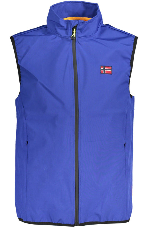 Blue Polyester Men Jacket