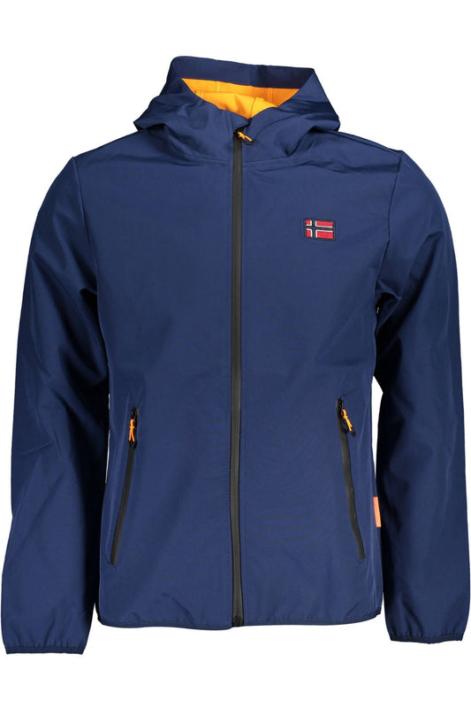 Blue Polyester Men Jacket