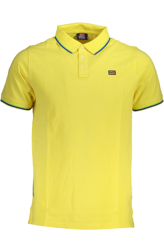 Yellow Cotton Men Polo Shirt