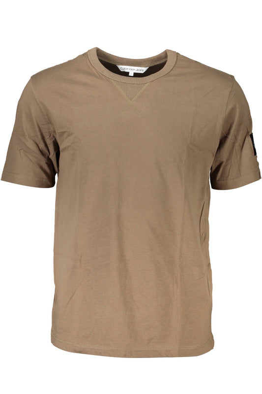 Beige Cotton Men T-Shirt