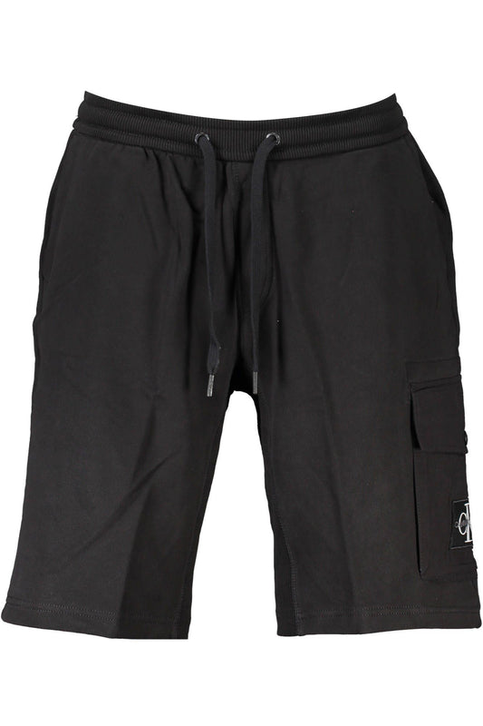 Black Cotton Men Bermuda Shorts