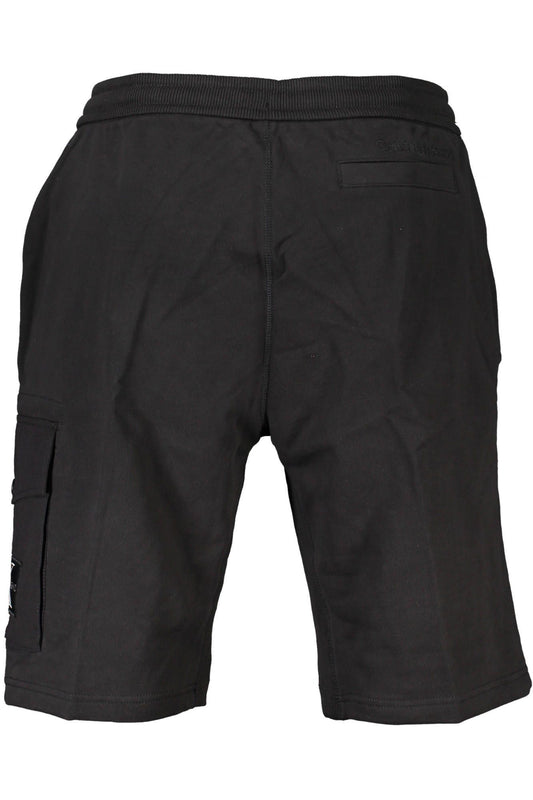 Black Cotton Men Bermuda Shorts