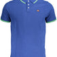 Blue Cotton Men Polo Shirt