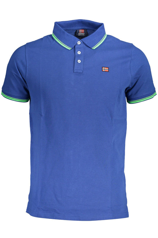 Blue Cotton Men Polo Shirt