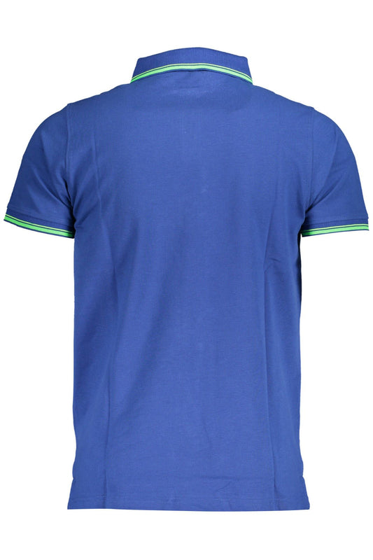 Blue Cotton Men Polo Shirt