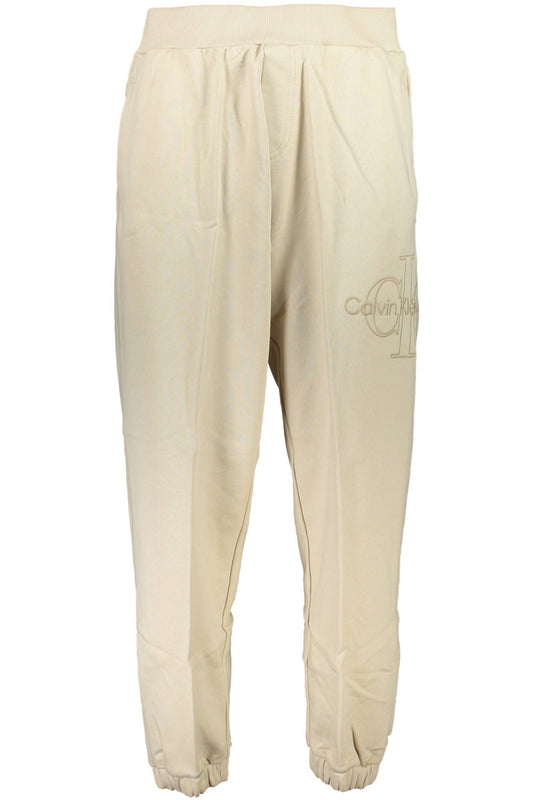 Beige Cotton Men Trouser