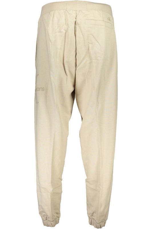 Beige Cotton Men Trouser