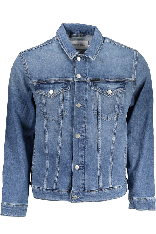 Blue Cotton Men Jacket