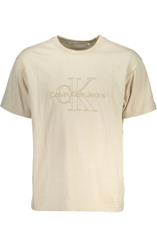Beige Cotton Men T-Shirt