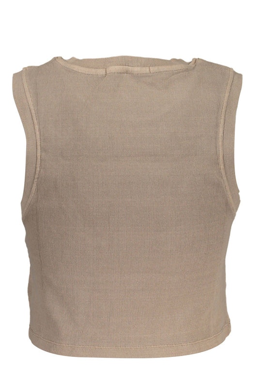 Brown Cotton Women Tee