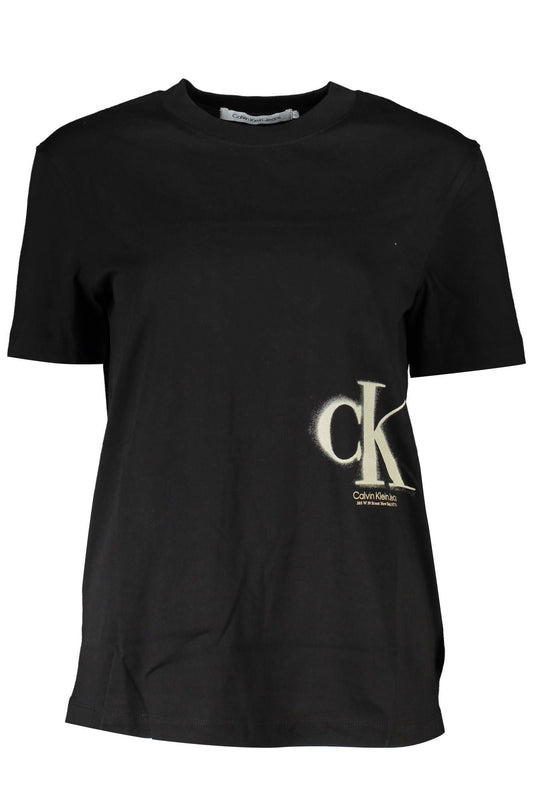 Black Cotton Women T-Shirt