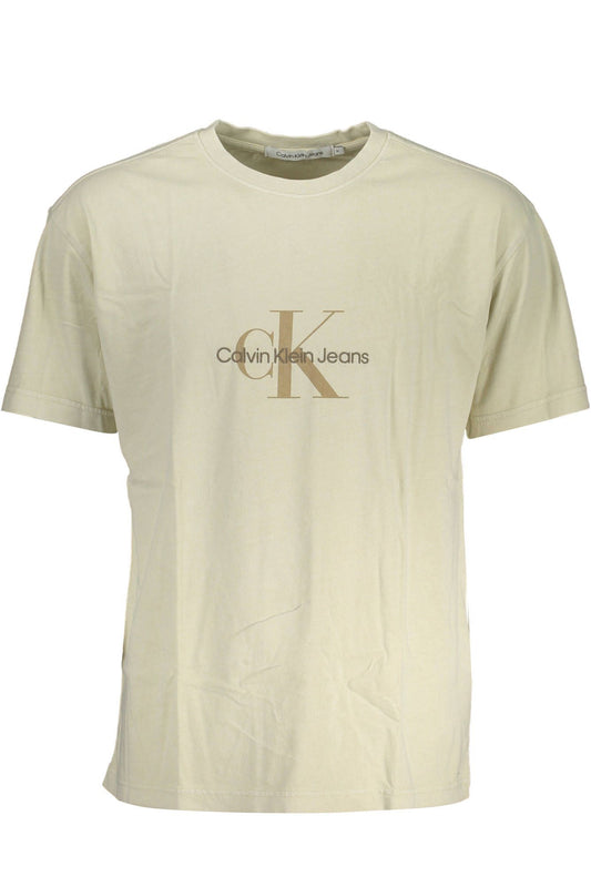 Beige Cotton Men T-Shirt