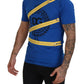 Chic Blue Logo Tee with Zipper Detail
