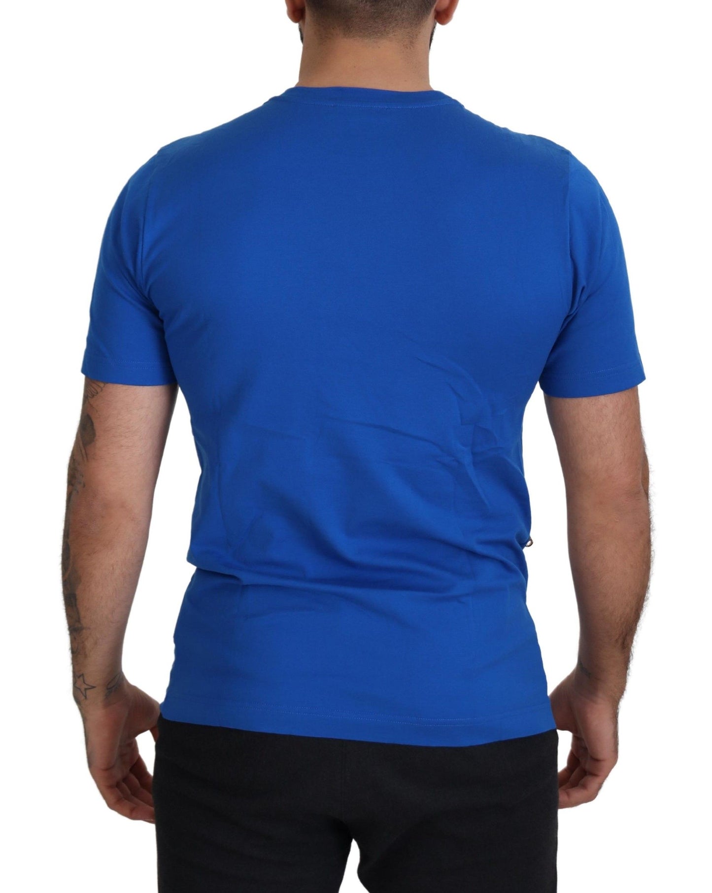Chic Blue Logo Tee with Zipper Detail