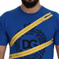 Chic Blue Logo Tee with Zipper Detail