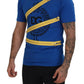 Chic Blue Logo Tee with Zipper Detail