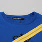 Chic Blue Logo Tee with Zipper Detail