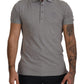Elegant Grey Logo Embroidered Polo Tee