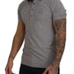 Elegant Grey Logo Embroidered Polo Tee