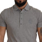 Elegant Grey Logo Embroidered Polo Tee