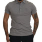 Elegant Grey Logo Embroidered Polo Tee