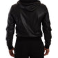 Chic Black Leather Bomber Jacket