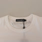 Elegant White Cotton Crew Neck Tee