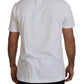 Elegant White Silk Crest Polo T-Shirt