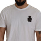 Elegant White Silk Crest Polo T-Shirt