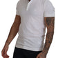 Elegant White Cotton Polo T-Shirt with Crown Embroidery
