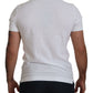 Elegant White Cotton Polo T-Shirt with Crown Embroidery