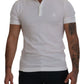 Elegant White Cotton Polo T-Shirt with Crown Embroidery