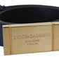 Elegant Blue Leather Belt with Metal Buckle