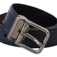 Elegant Blue Calf Leather Belt