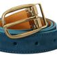 Elegant Blue Velvet Leather Belt