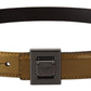 Gold Square Buckle Leather Belt