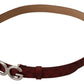 Elegant Bordeaux Leather Belt with Logo Buckle