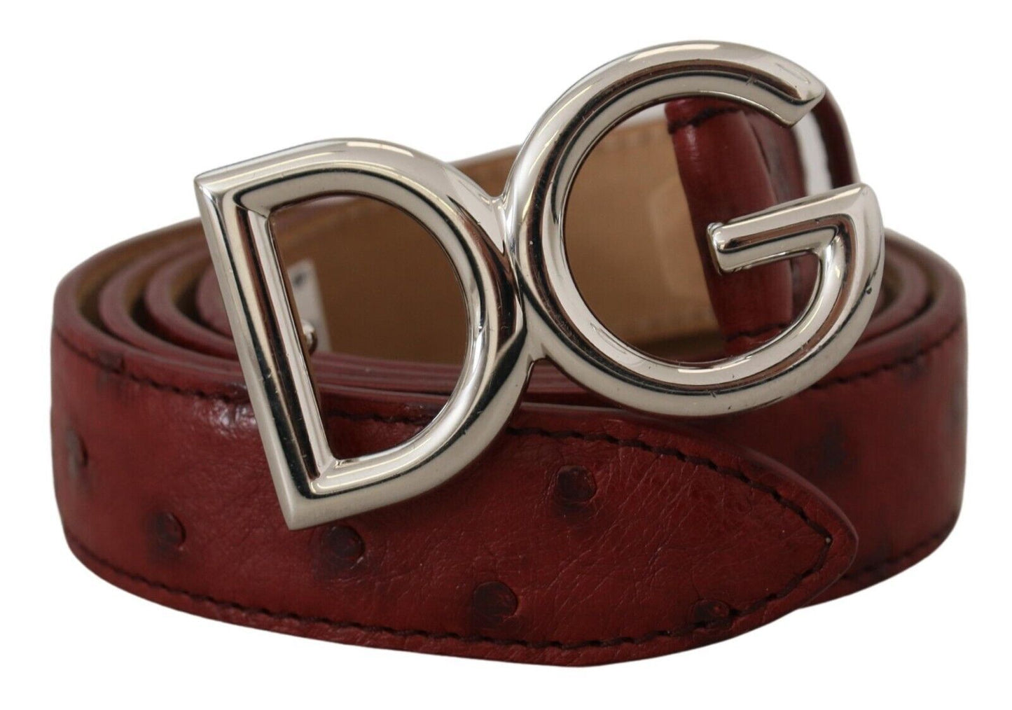 Elegant Bordeaux Leather Belt with Logo Buckle