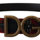 Elegant Multicolor Tartan Belt with Logo Buckle