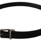 Elegant Black Leather Belt with Metal Buckle
