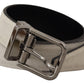 Italian White Leather Belt with Metal Buckle