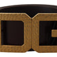 Elegant Leather Belt with DG Metal Buckle