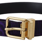 Elegant Purple Jacquard Leather Belt