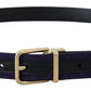 Elegant Purple Jacquard Leather Belt