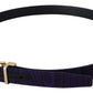 Elegant Purple Jacquard Leather Belt