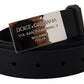 Elegant Black Leather Belt with Metal Buckle