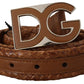 Elegant Leather Belt with Signature Buckle