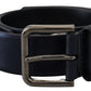 Metallic Blue Italian Leather Belt