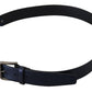 Metallic Blue Italian Leather Belt
