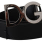 Elegant Black Leather DG Logo Belt